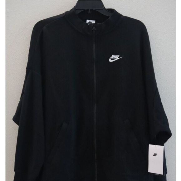 Nike DD5376 010 Women's Sz M Black Oversized Fleece Lined Full Zip Jacket $70 - Picture 1 of 6